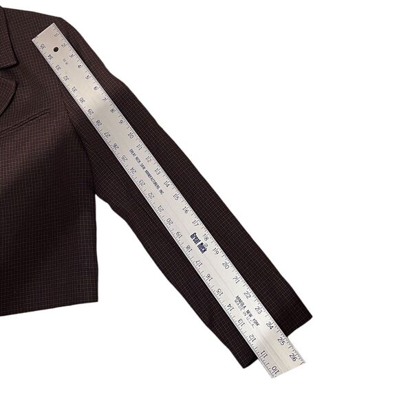Zara Houndstooth Cropped Blazer L Brown Check Tailored Jacket Business - Picture 12 of 13